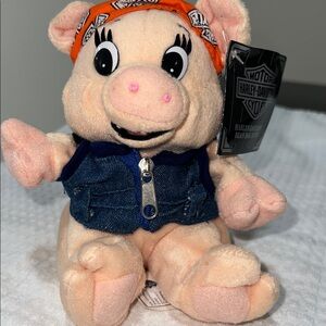 1997 Harley-Davidson Plush Pig with Orange Bandana